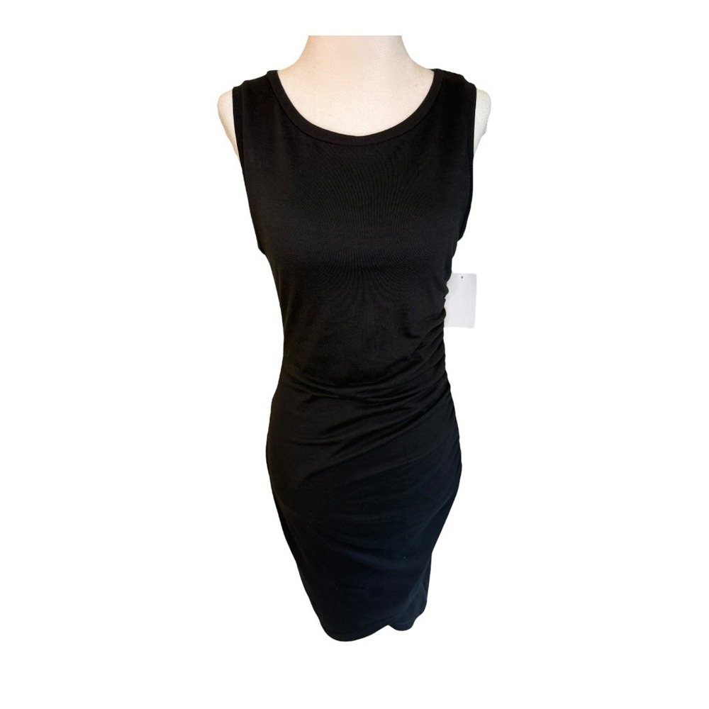NEW Treasure & Bond Black Bodycon Dress Ruched Sleeveless Casual Mini Small NWT - Picture 1 of 6